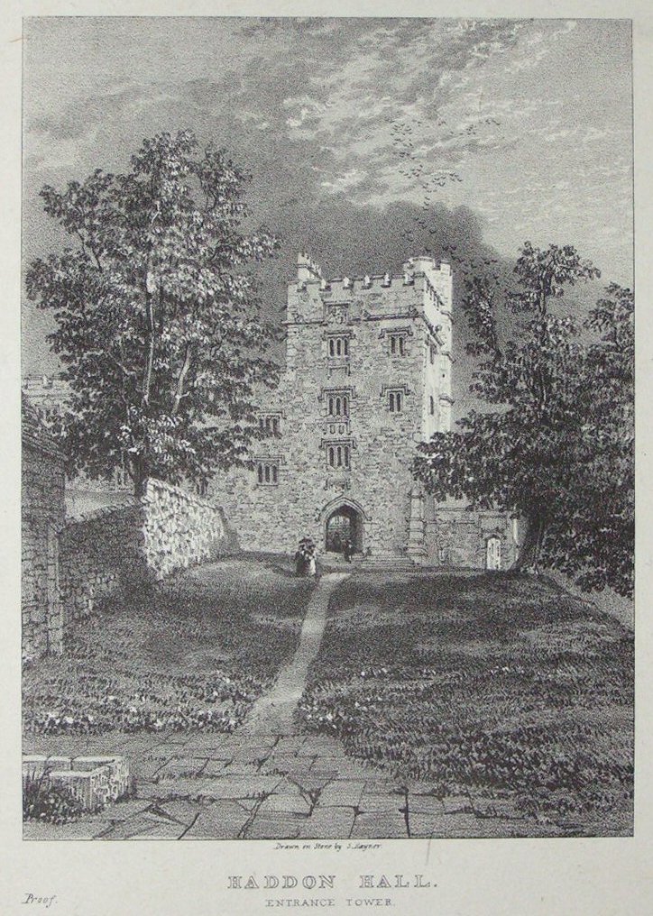 Lithograph - Haddon Hall Entrance Tower - 
